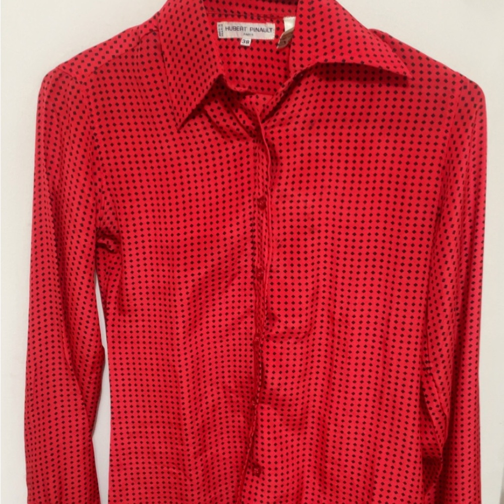 Red Button-Up Blouse - Picture 7 of 7